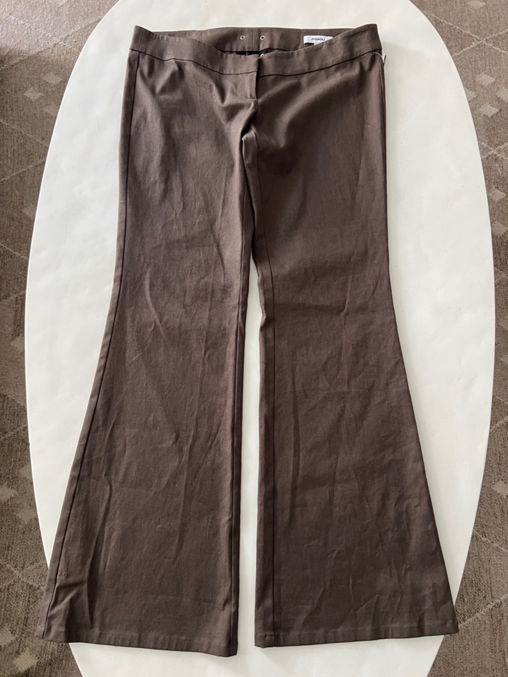 miaou y2k 90s low rise cotton flare pants taupe brown small